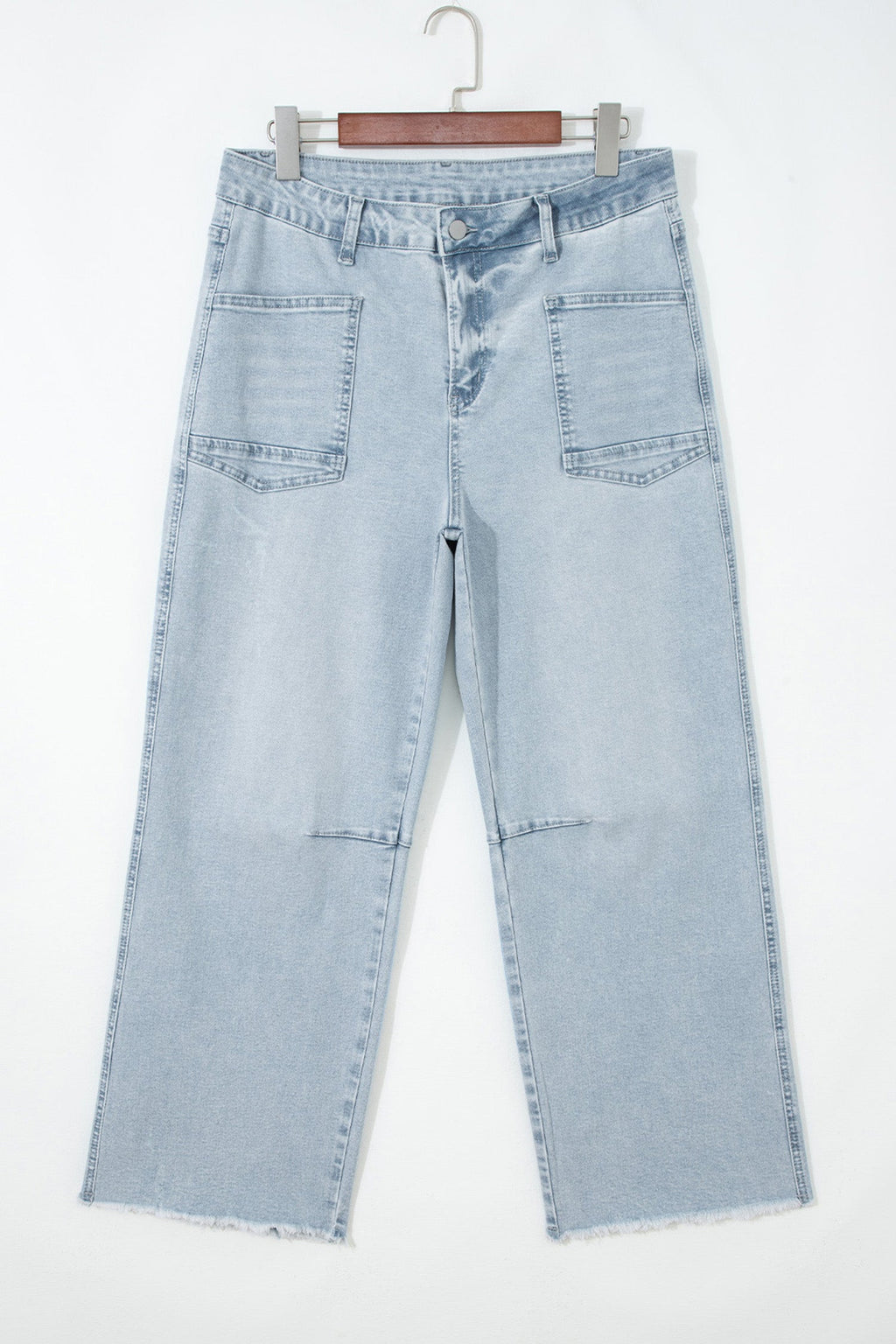 Frayed Hem Cropped Straight Leg Jeans