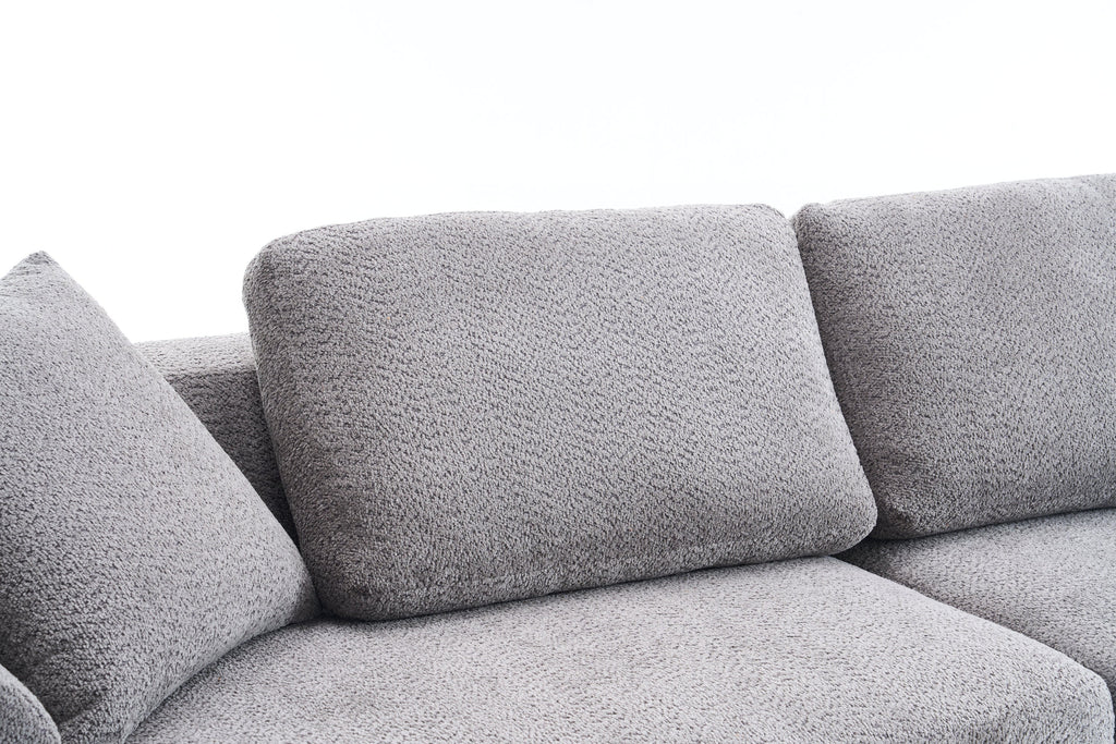 LY-024GY COMPRESSION SOFA: 4-seater combined sofa, Crochet Yarn Fabric, full sponge compression sofa,combined sofa with 4 pillows for home living/ Home Furniture/ Apartment/Office/House