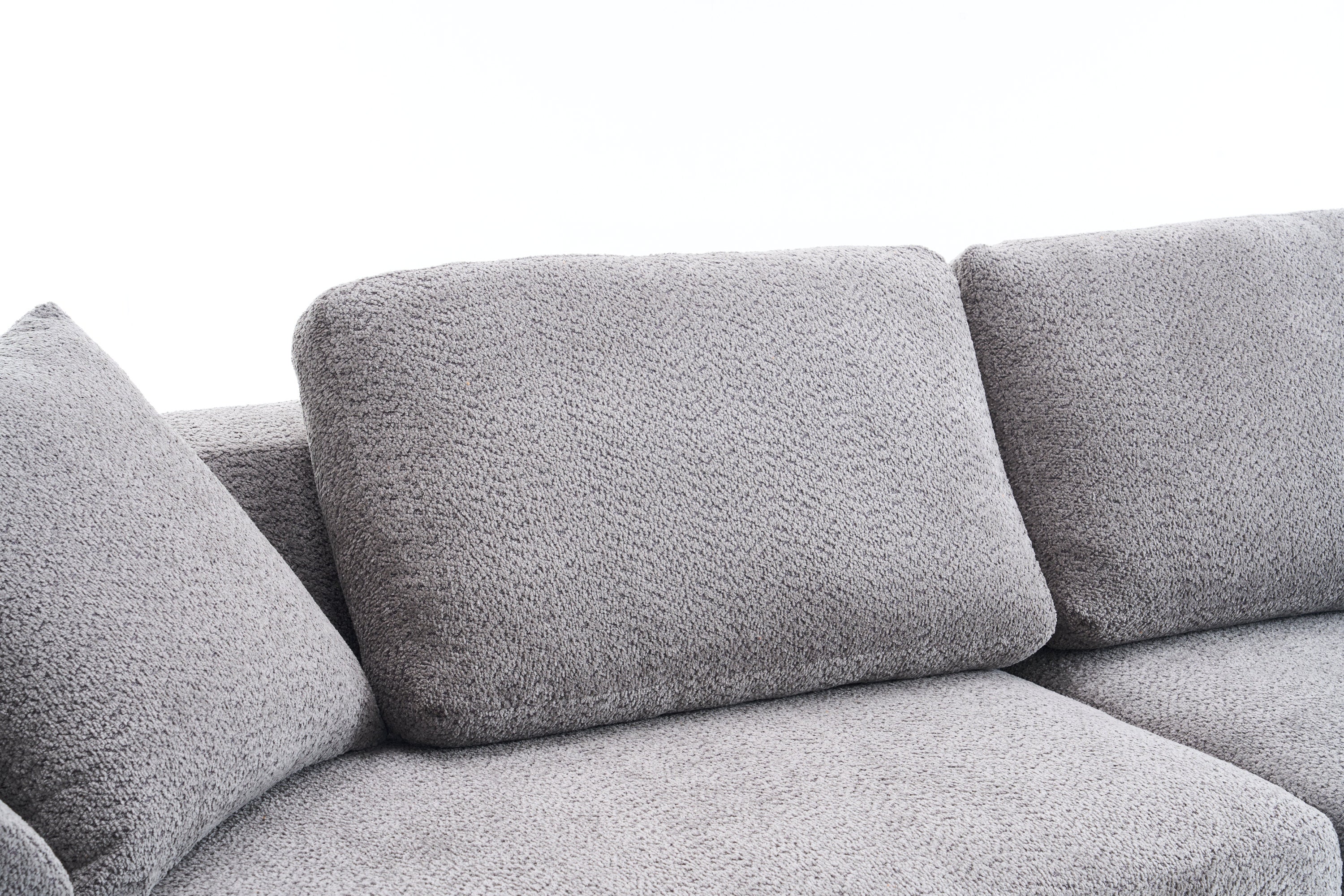 LY-024GY COMPRESSION SOFA: 4-seater combined sofa, Crochet Yarn Fabric, full sponge compression sofa,combined sofa with 4 pillows for home living/ Home Furniture/ Apartment/Office/House