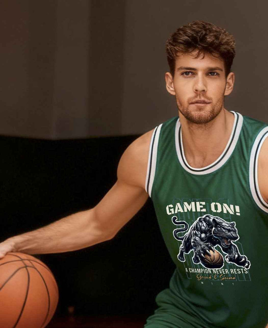 Game On! Grind & Shine Jaguar Green Basketball Jersey - Front & Back Printing