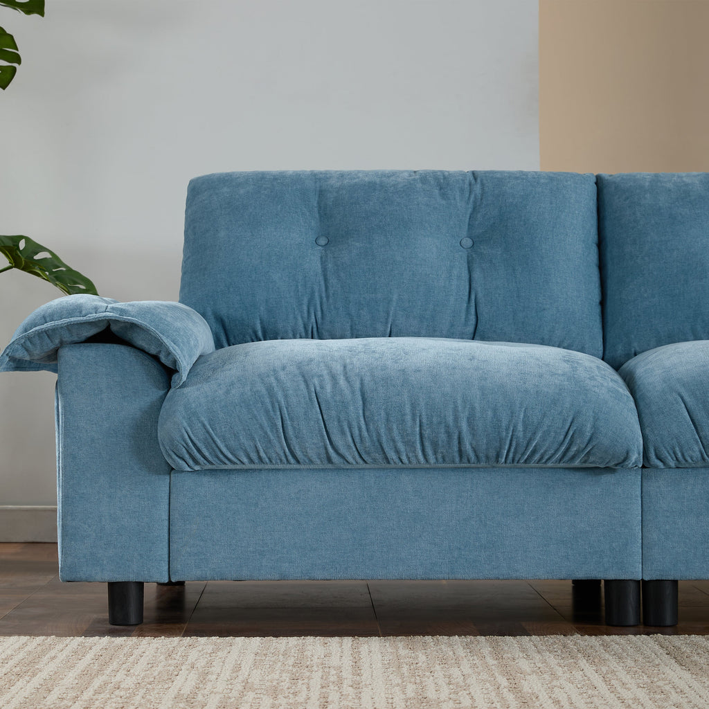 [VIDEO]104*60' Sectional Sofa, L-Shape with Multifunctional Armrest, Dual-Port Charging, Cup Holder, Side Storage Pockets, Movable Storage Ottoman, Unique Tufted Design, Soft Cushion, Chenille,3colors