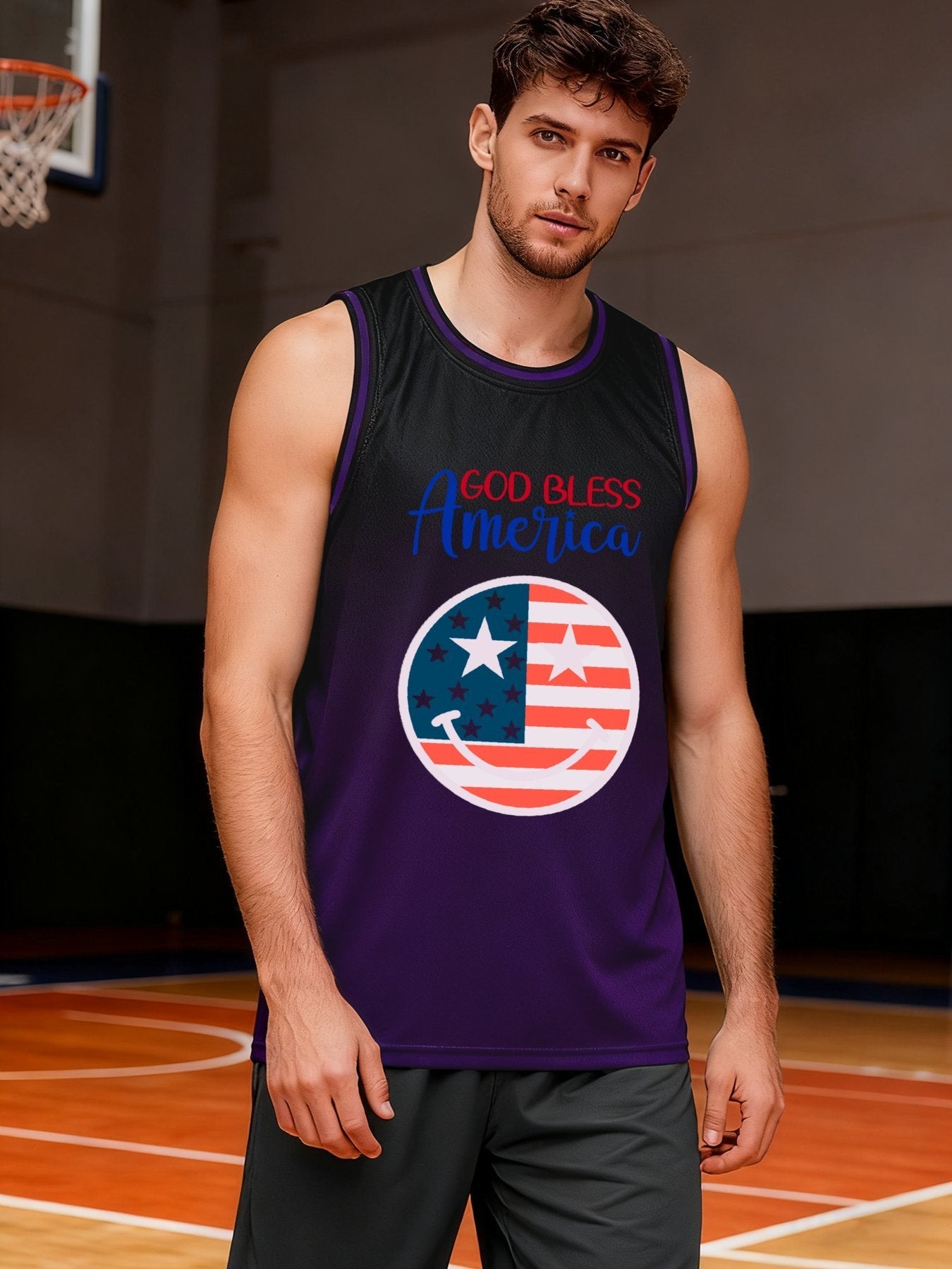 God Bless America Adult Purple Basketball Jersey | Ships From USA