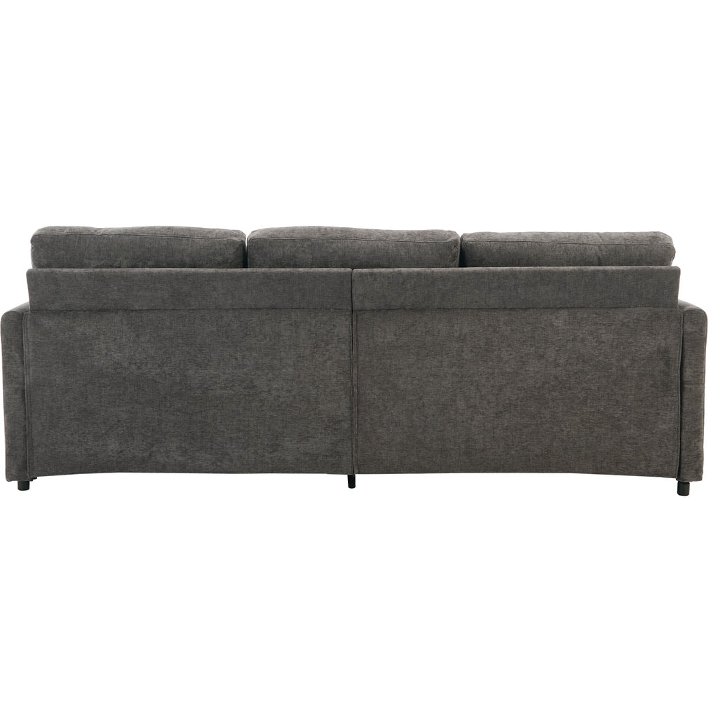 Cozy Upholstered Oversized 3-Seater Cloud Sofa with Double Cushion in Grey Chenille