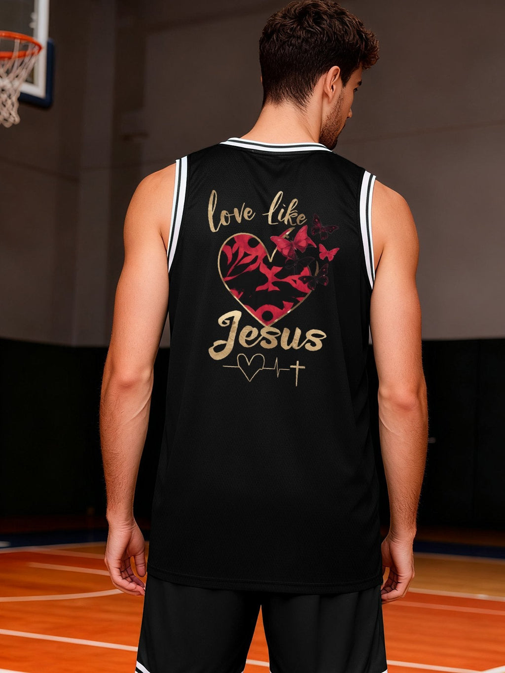 Love Like Jesus Adult Black Basketball Jersey | Ships from USA
