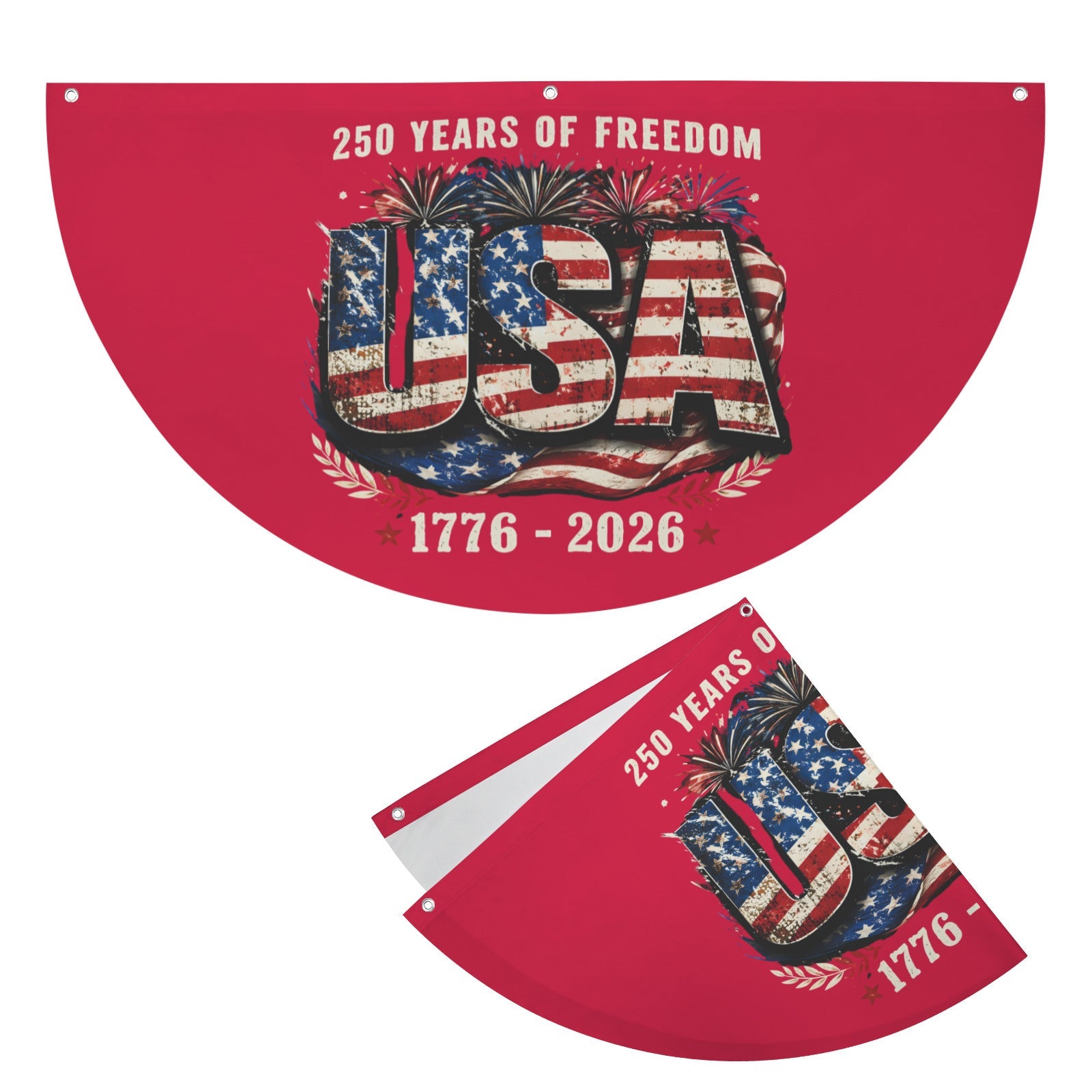 250 Years of Freedom Semi Circle Flag 36" x 18" | Ships from USA