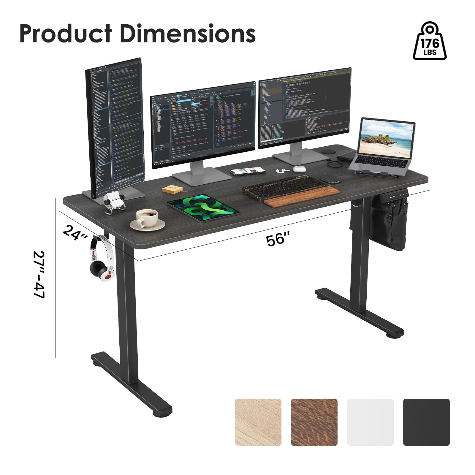 STARY Electric Standing Desk Adjustable Height Sit Stand Home Office Desk with Splice Board