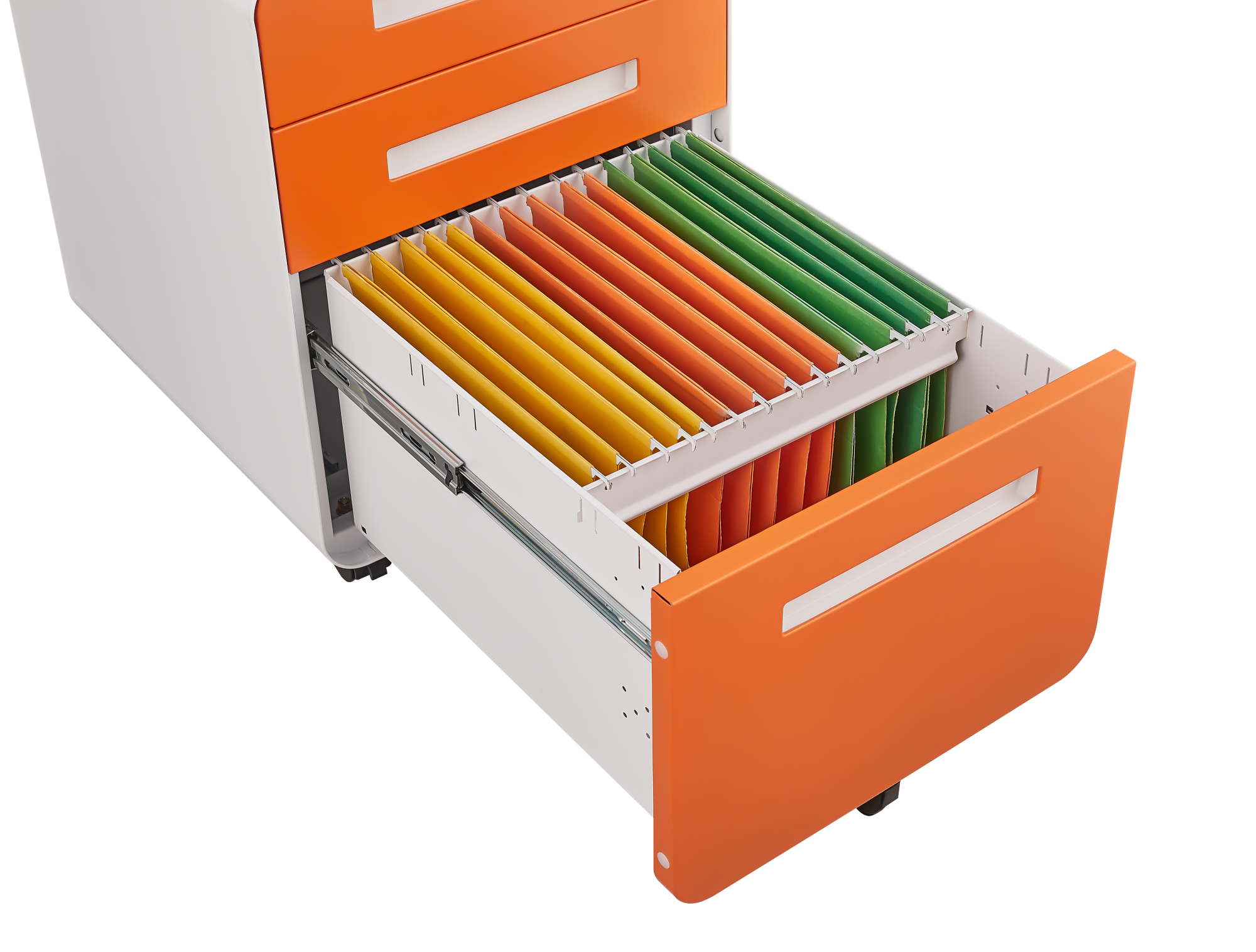 Rounded 3 drawer mobile filing cabinet, multifunctional legal/letter/A4 file storage cabinet, 5-wheel design anti tilt cold-rolled steel, with pencil storage box,