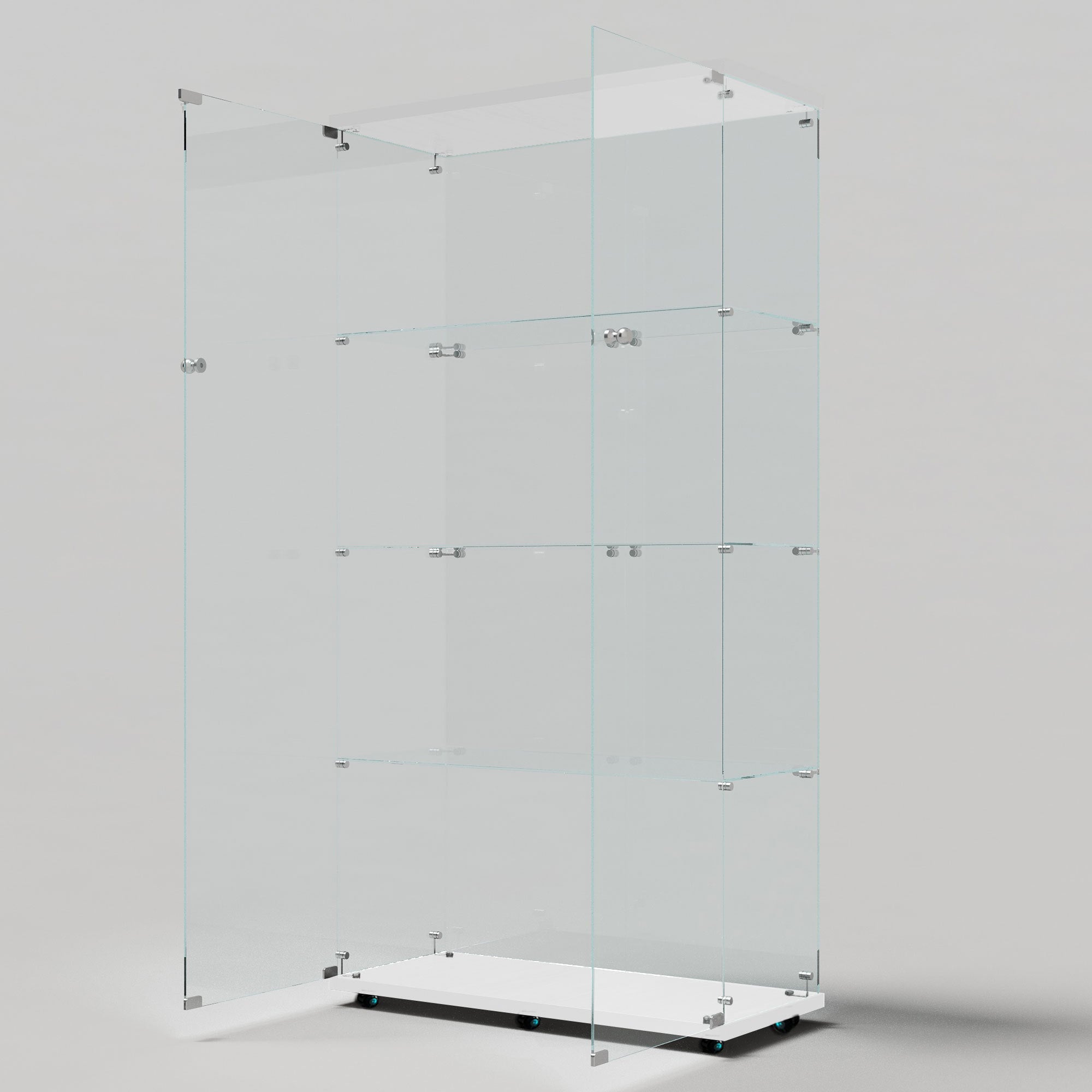 Tempered glass display cabinet, wine cabinet,storage cabinet,file cabinet,with Bluetooth LED light strip,lock on the door,equipped with cast,easy to move,for living room, bedroom,hallway,Office,white