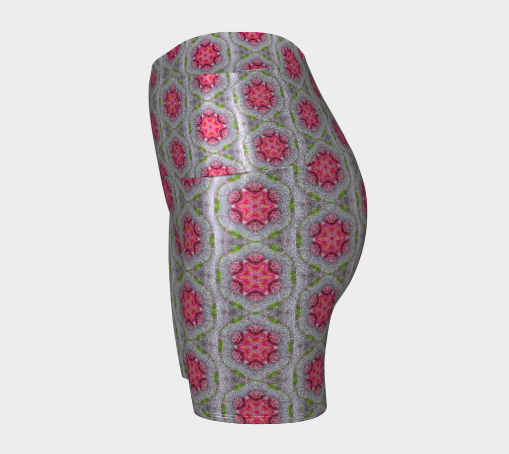 Silver and Pink Star Pattern Yoga Shorts