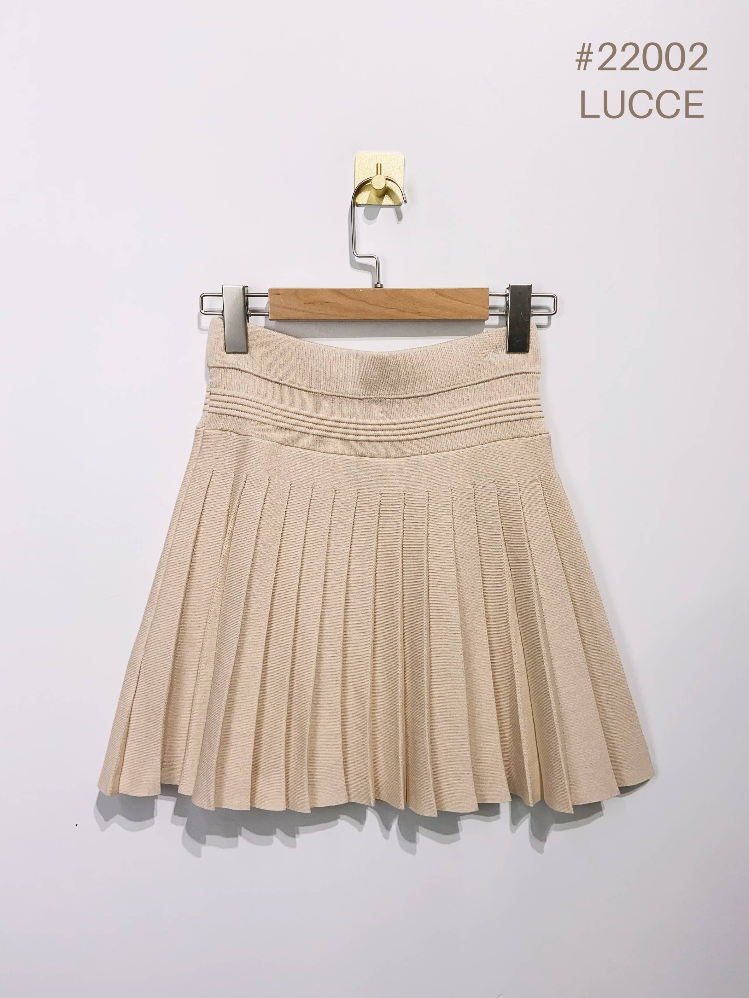Khaki Pleated knit skirt -clearance