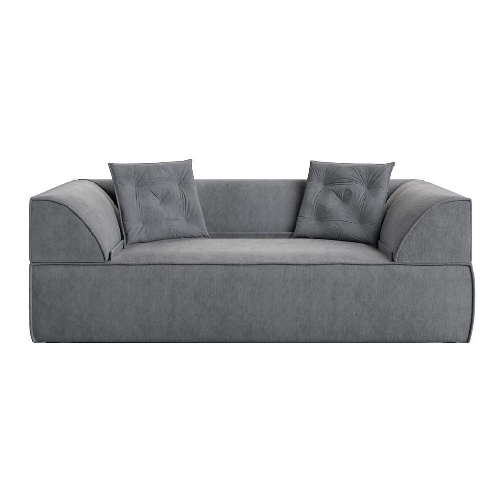 3-in-1 Convertible Sofa Bed, 79.5' Modern Deep Seat Couch with 2 Pillows, 3-Seater Sofa, Sparkling Chenille Fabric Sofa,Chaise Lounge for Living Room, Studio,Office,Grey