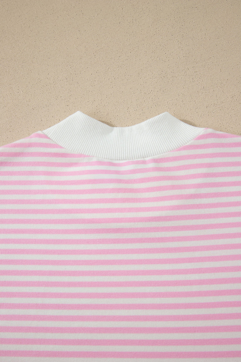 Stripe Mock Neck Cuffed Sleeve Tee Dress