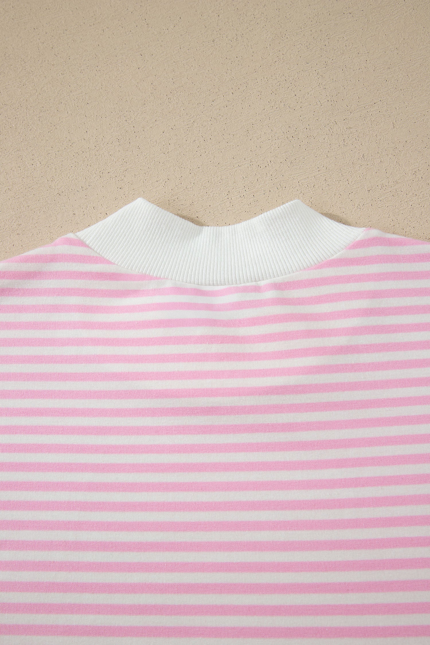 Stripe Mock Neck Cuffed Sleeve Tee Dress