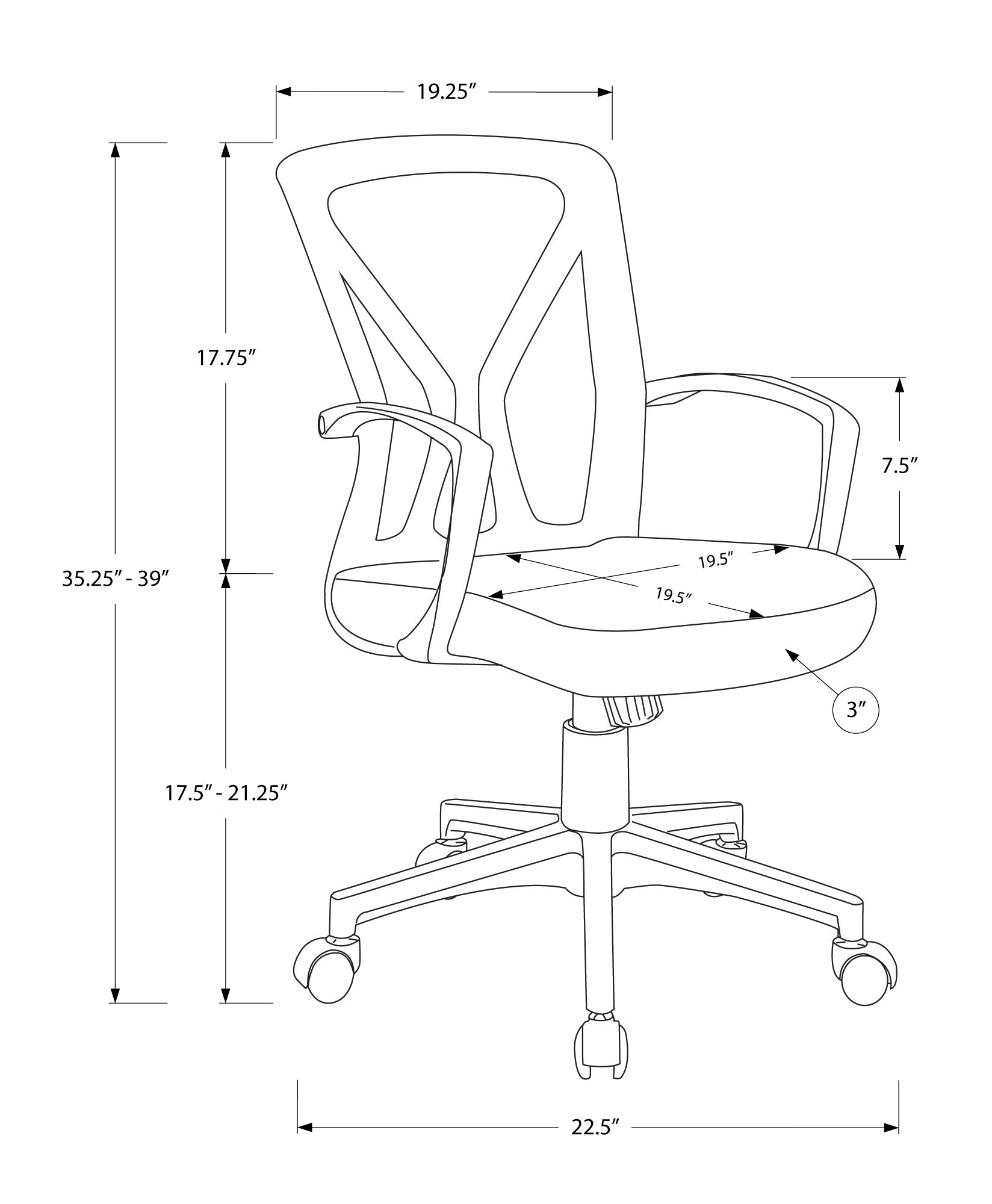 Office Chair, Adjustable Height, Swivel, Ergonomic, Armrests, Computer Desk, Work, Black Mesh, Black Metal, Contemporary, Modern