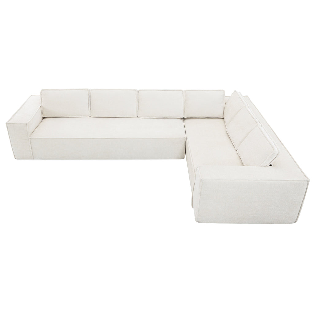 [VIDEO+New]129.5' Minimalist Style Modular Sectional Sofa,6 Seat Wrinkle-resistant Chenille Couch Set,2 PC Free Combination,Modern L-Shaped Cloud Sofa Set for Living Room,No Assembly Require,3 Colors
