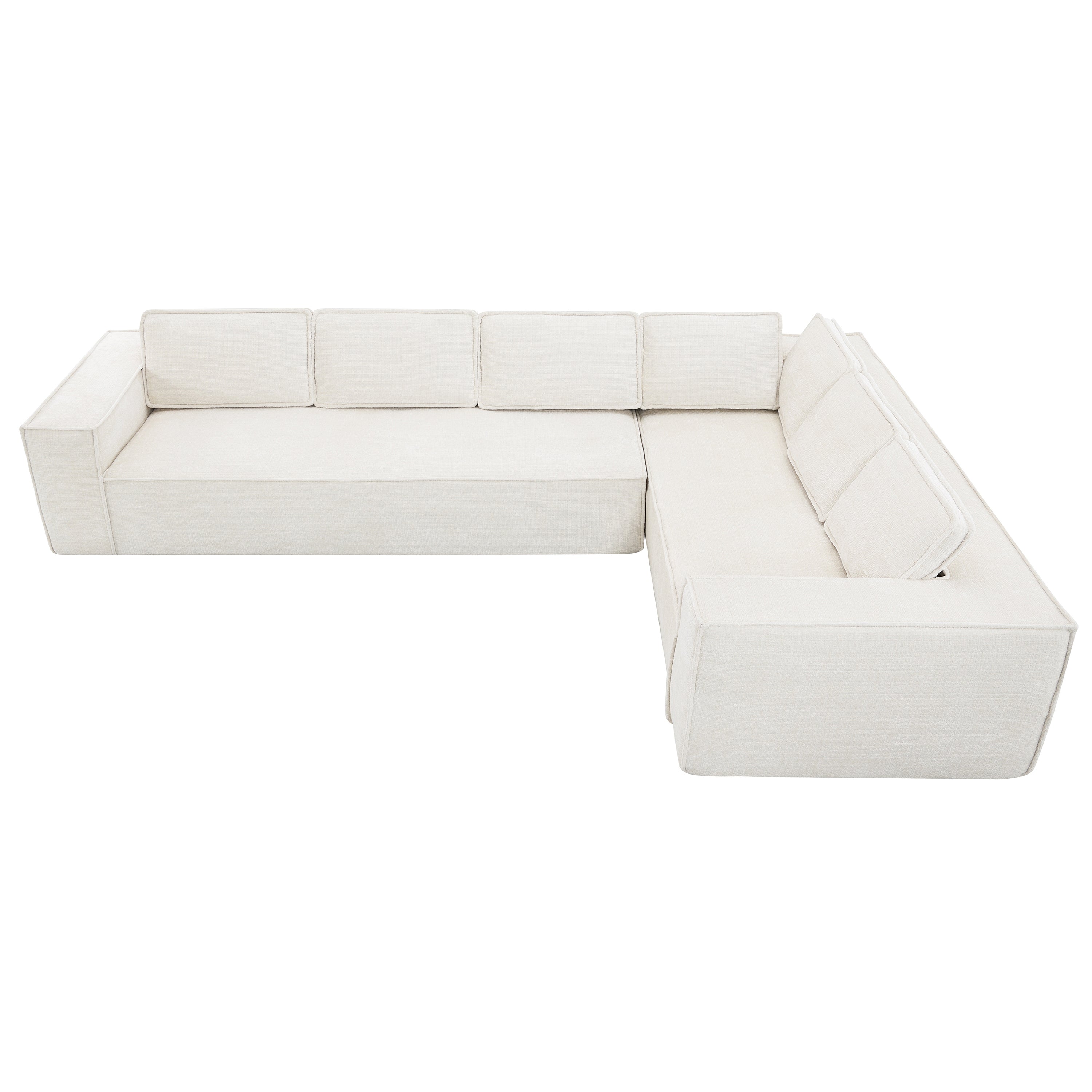 [VIDEO+New]129.5' Minimalist Style Modular Sectional Sofa,6 Seat Wrinkle-resistant Chenille Couch Set,2 PC Free Combination,Modern L-Shaped Cloud Sofa Set for Living Room,No Assembly Require,3 Colors