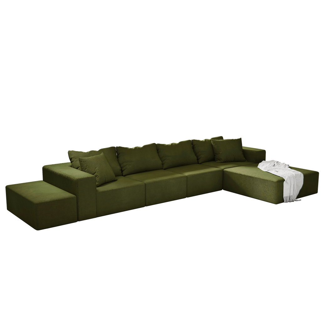 Modern Upholstered Sectional Sofa Couch Set,Modular 132' L Shaped Sectional Living Room Sofa Set With 6 Pillows,Free Combination Sofa Couch for Living Room,Bedroom