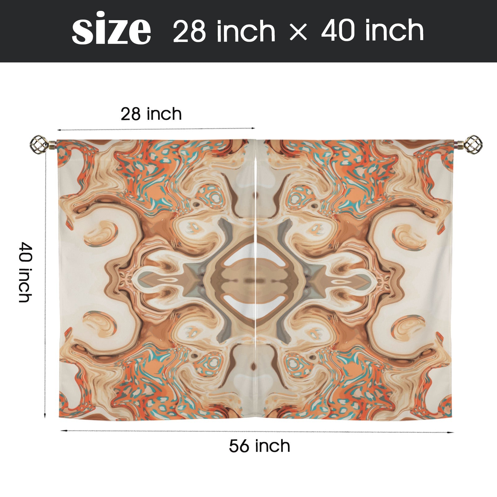 Orange Marble 2-piece Set of Window Curtains - 28" x 40" (Made in USA)