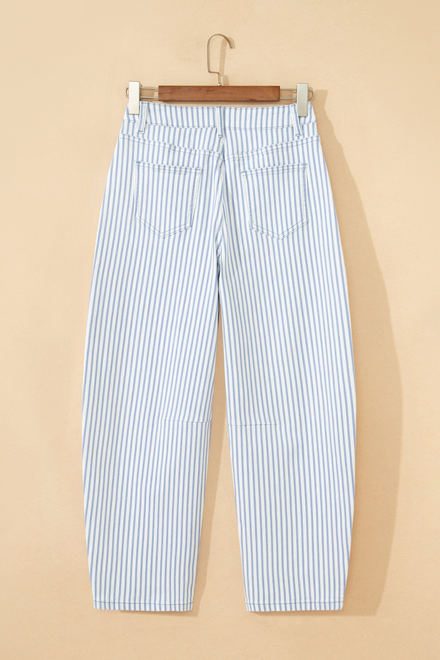 Stripe Denim High Waist Barrel Leg Jeans