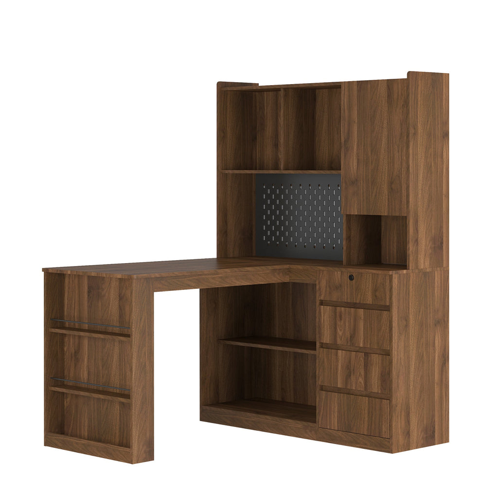L Shaped Desk with Charger,Computer Desk with Drawers,Bookshelf, with LED Light,Modern Corner Desk,Home Office Desk,L-Shaped Study Table Writing Desk,Corner Gaming Computer Desk with Storage