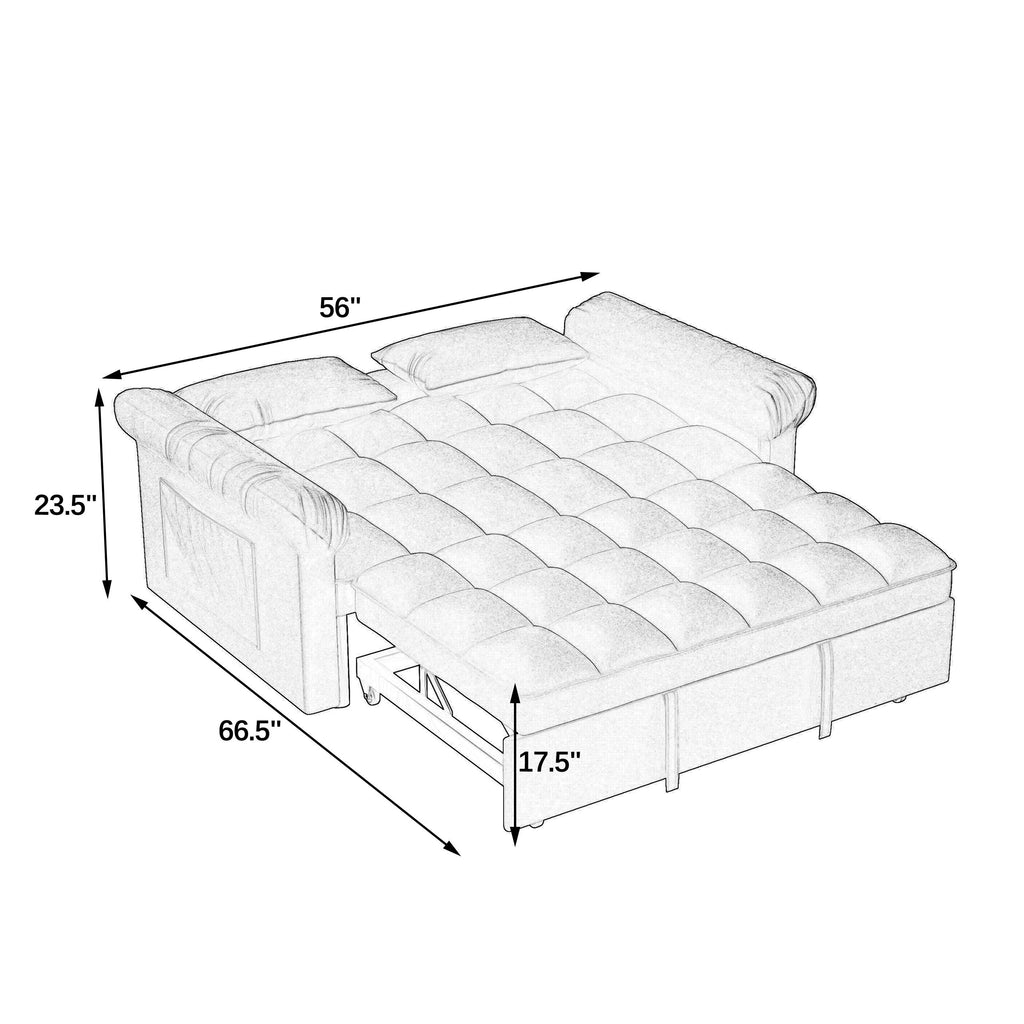 Loveseats Sofa Bed with Pull-out Bed,Adjsutable Back-Light grey