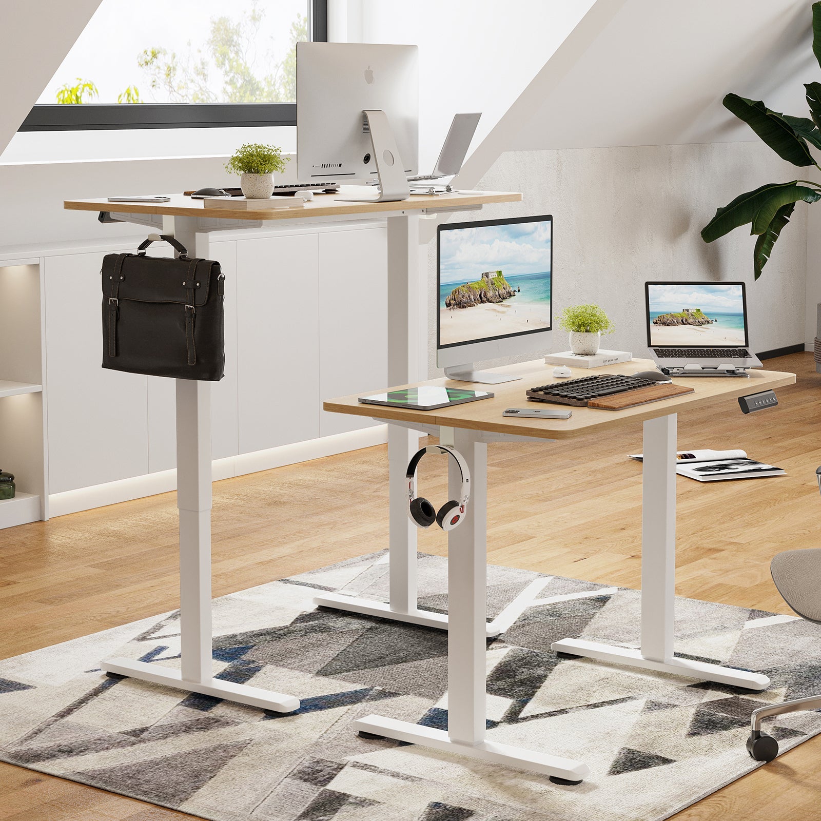 STARY Electric Standing Desk Adjustable Height Sit Stand Home Office Desk with Splice Board