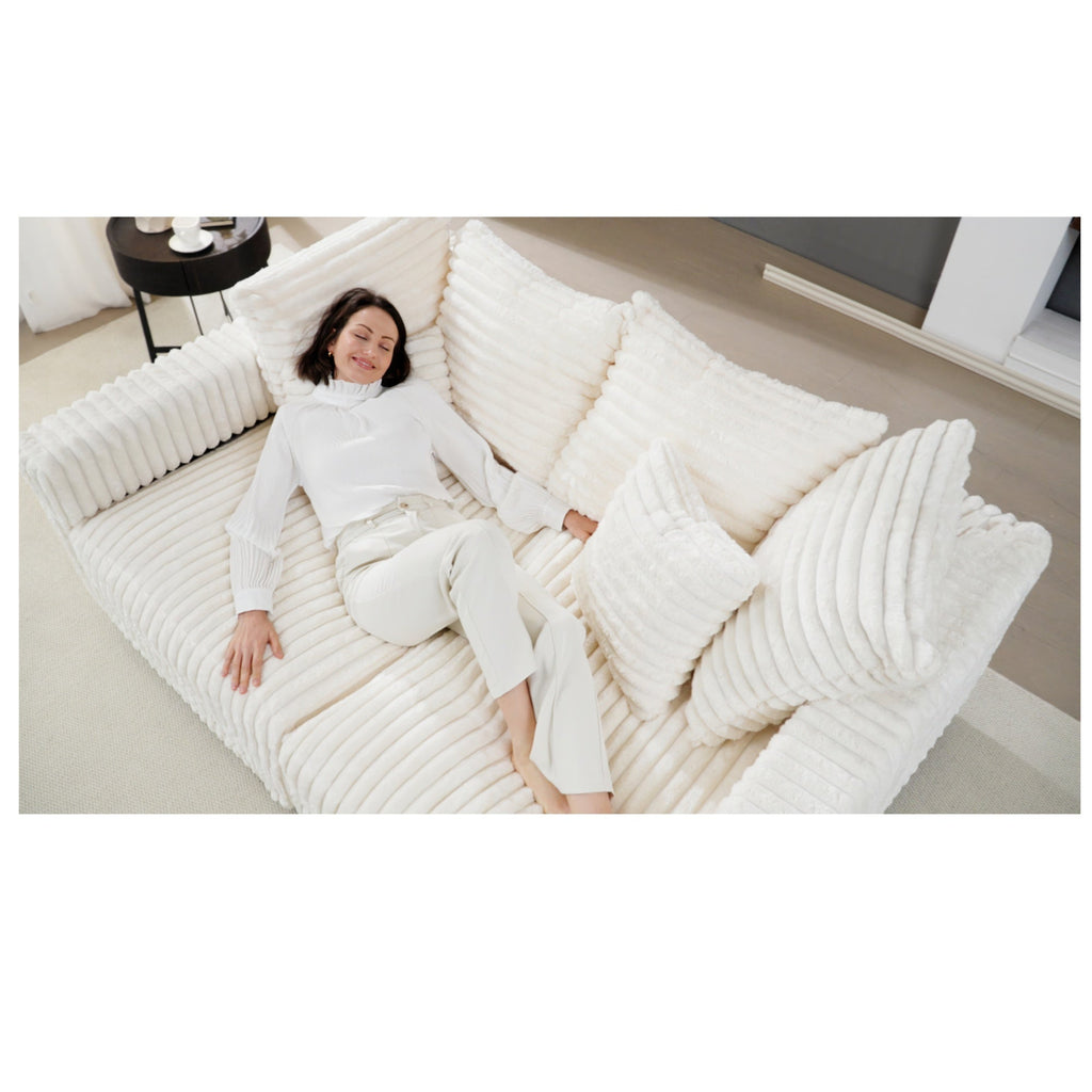 104.3' Plush Corduroy 4-Seat Sofa,Modern Comfy Upholstered Sofa Cloud Couch,Deep Seat Couches with Soft Pillows,Convertible Deep Seat Sofa Lounge Chair for Living Room Bedroom,Apartment,Office