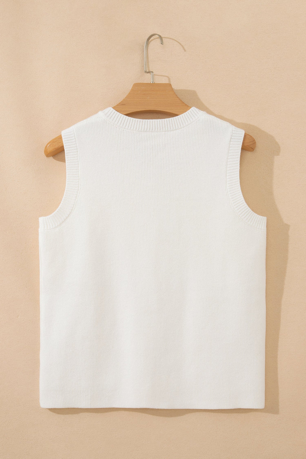 Solid Knit Sleeveless Button Front Pocketed Sweater