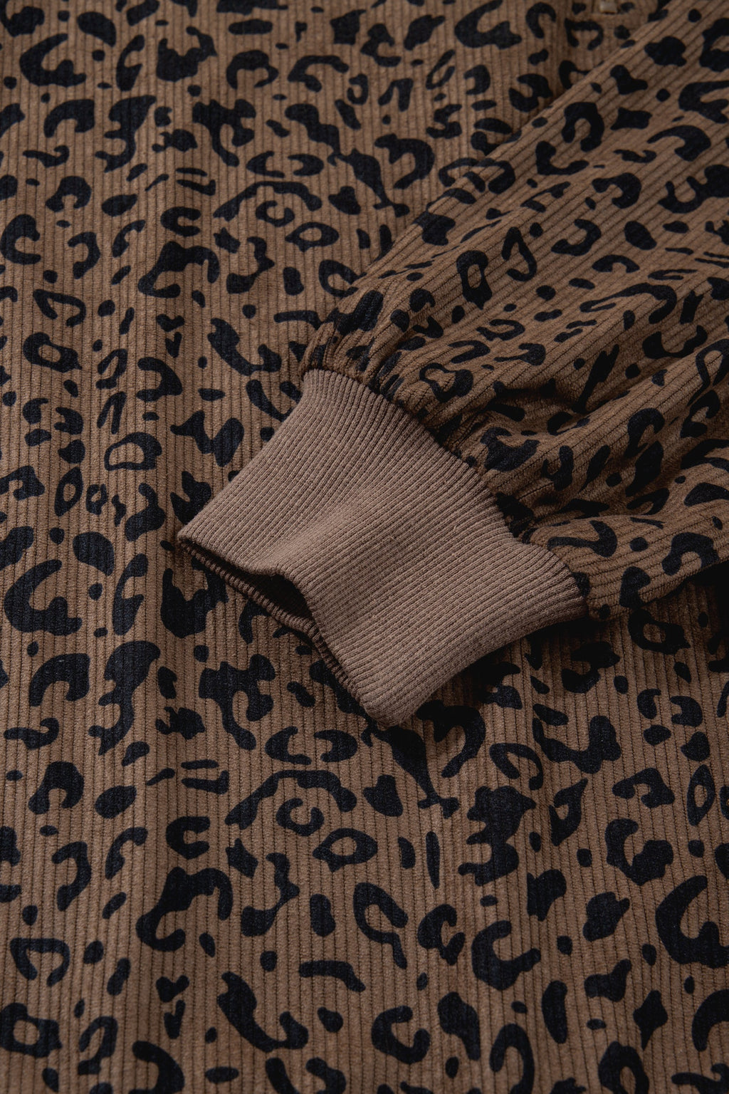 Leopard Corduroy Quarter-Zip Sweatshirt
