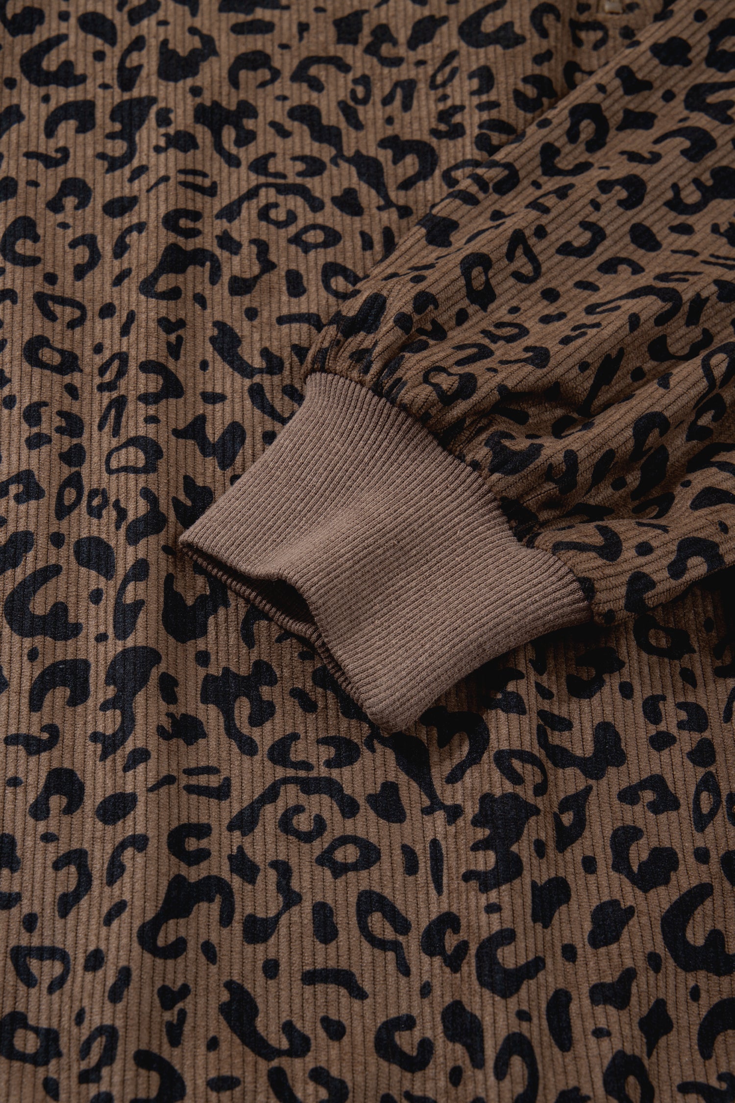 Leopard Corduroy Quarter-Zip Sweatshirt