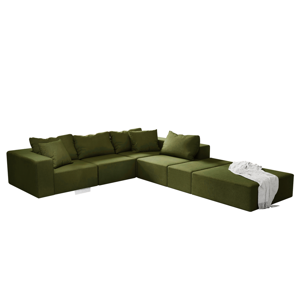 Modern Upholstered Sectional Sofa Couch Set,Modular 132' L Shaped Sectional Living Room Sofa Set With 6 Pillows,Free Combination Sofa Couch for Living Room,Bedroom