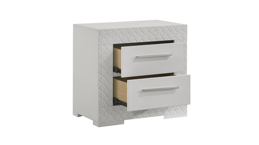 Blanca Modern Style 5 Pc Queen Bedroom Set with LED Headboard Made with Wood in White