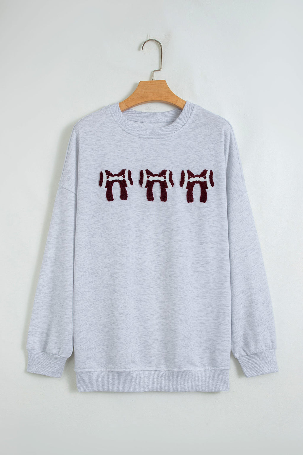 Game Day Rugby Bow Chenille Embroidered Oversized Sweatshirt