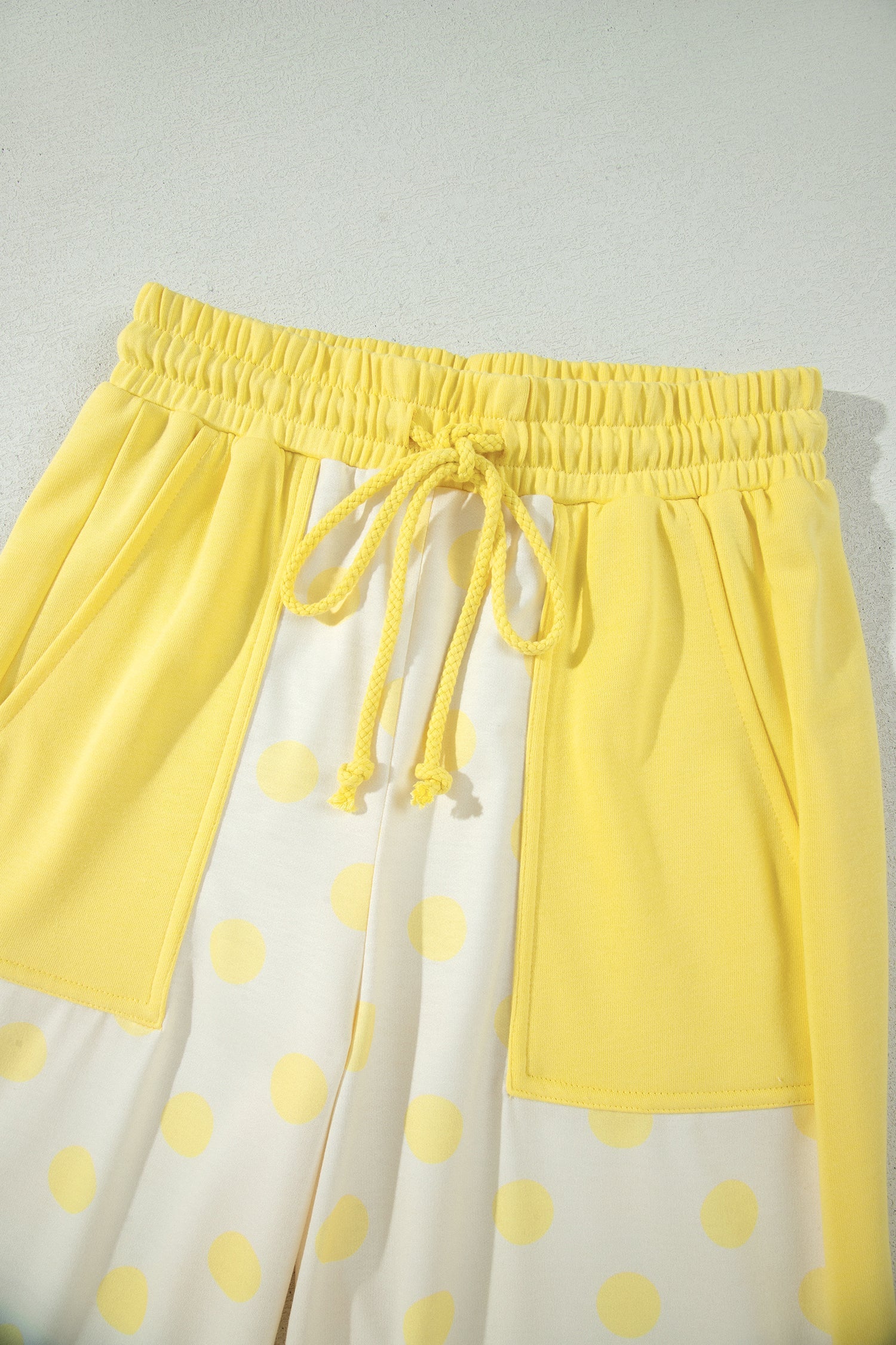Polka Dot Colorblock Patchwork Top and Wide Leg Pants Set