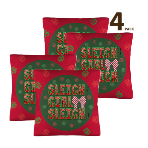 Sleigh Girl Sleigh Red Pillow Cases Throw Pillow Covers 18 x 18 inch