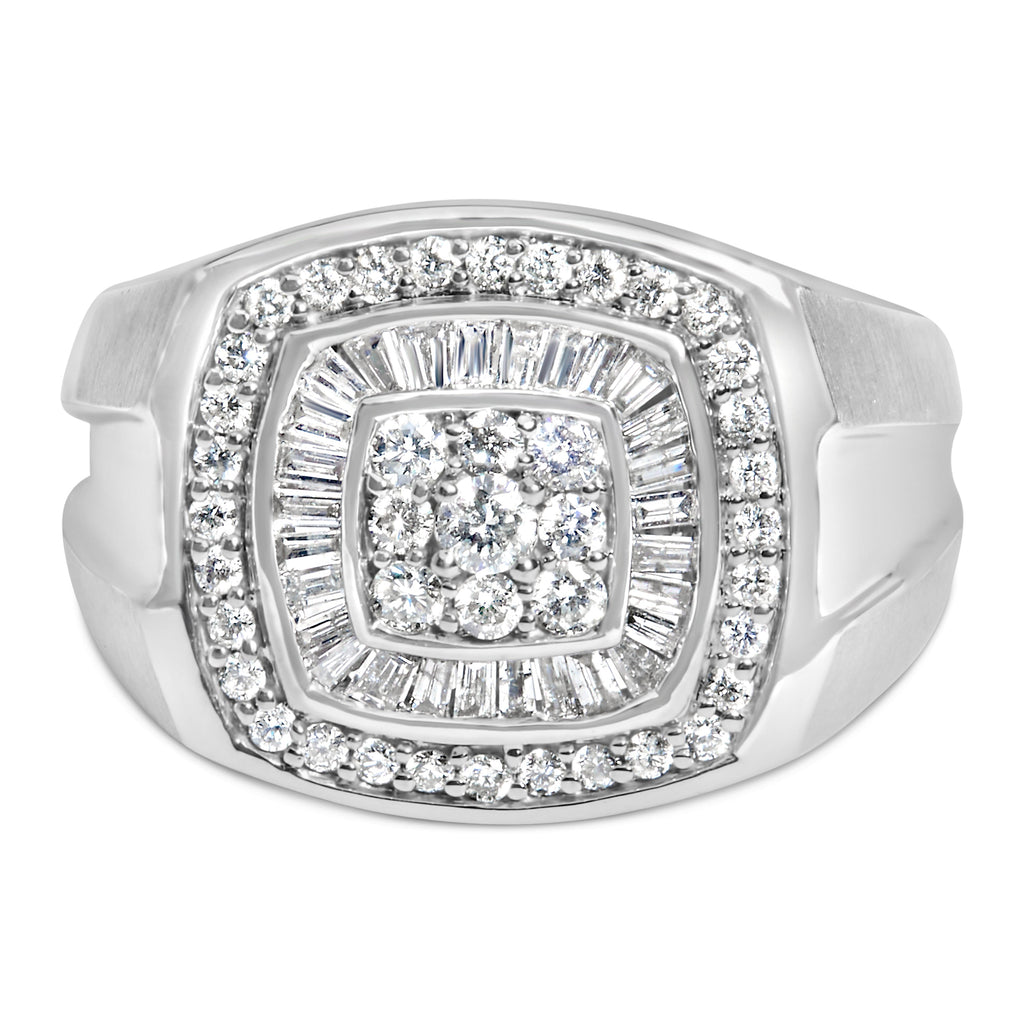 14K White Gold Men's Diamond Band Ring (1 cttw, H-I Color, SI1-SI2 Clarity)
