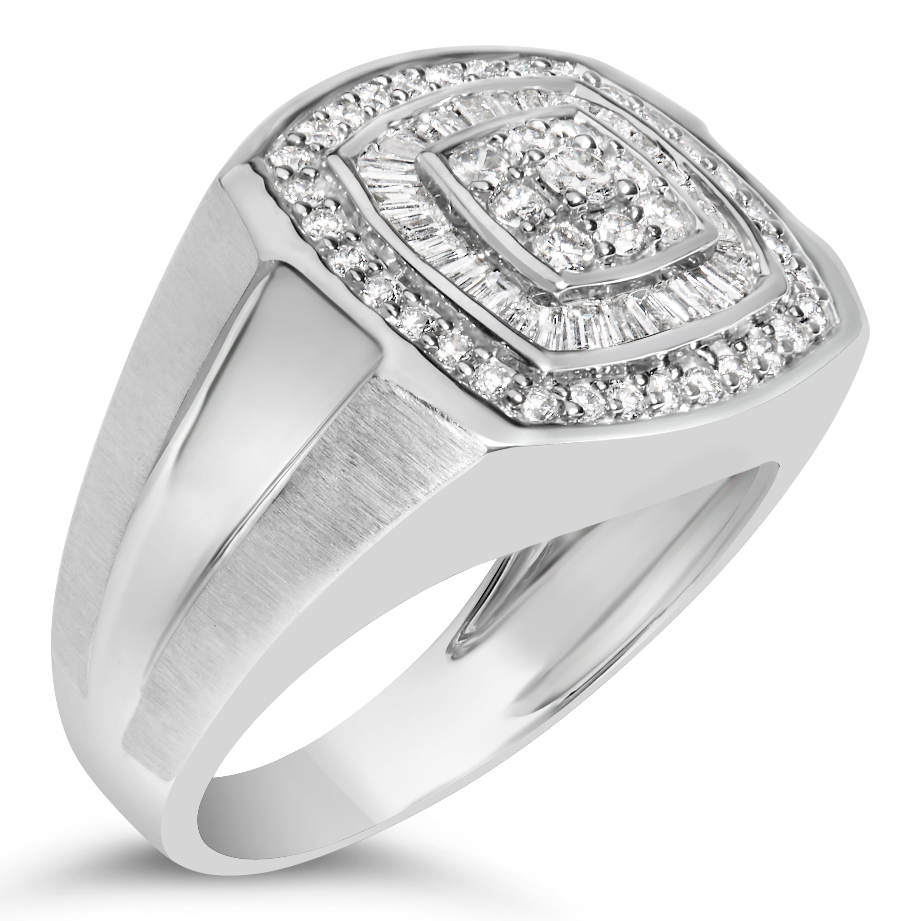 14K White Gold Men's Diamond Band Ring (1 cttw, H-I Color, SI1-SI2 Clarity)
