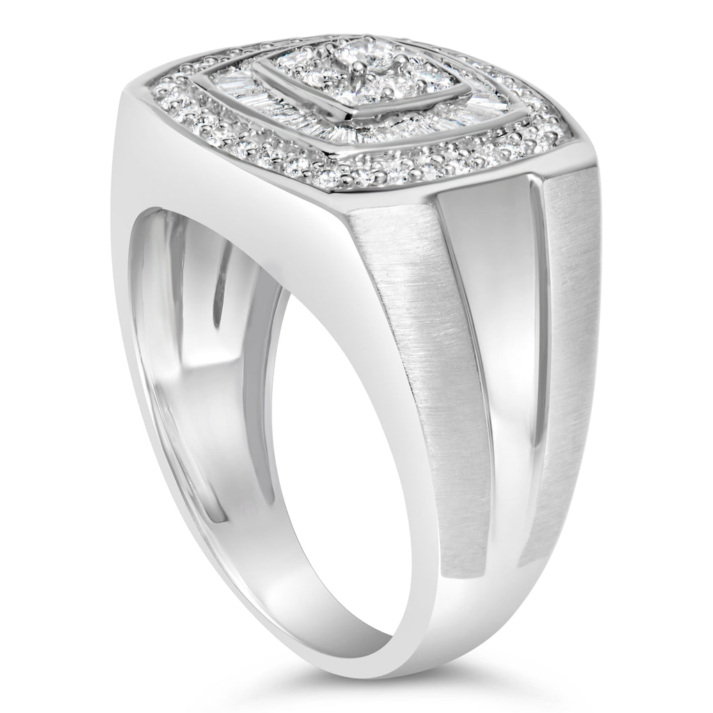 14K White Gold Men's Diamond Band Ring (1 cttw, H-I Color, SI1-SI2 Clarity)