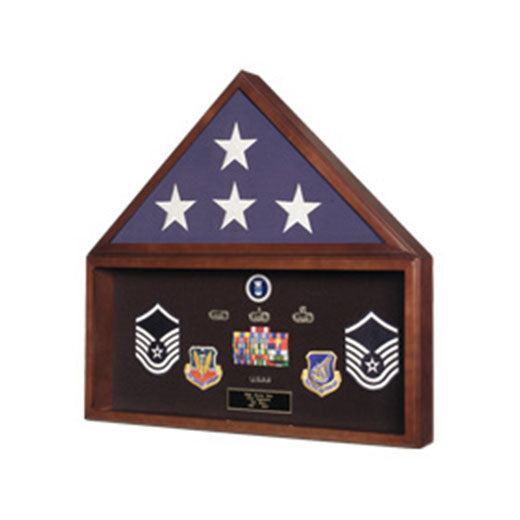 Burial Flag Medal Display case, Ceremonial Flag display - Fit 3' x 5' Flag or Fit 5' x 9.5' Casket Flag.
