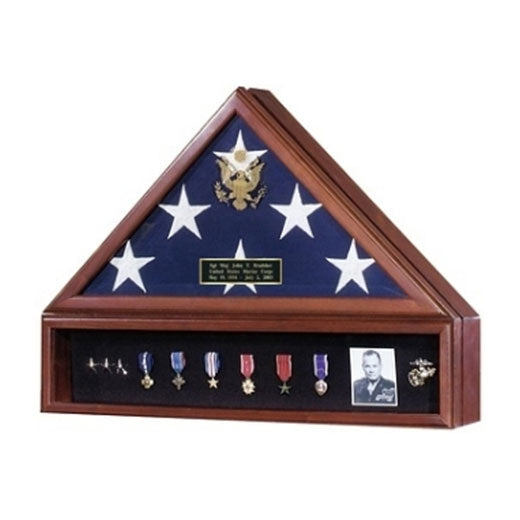Presidential Flag Case and Medal Display Case - Material Walnut.