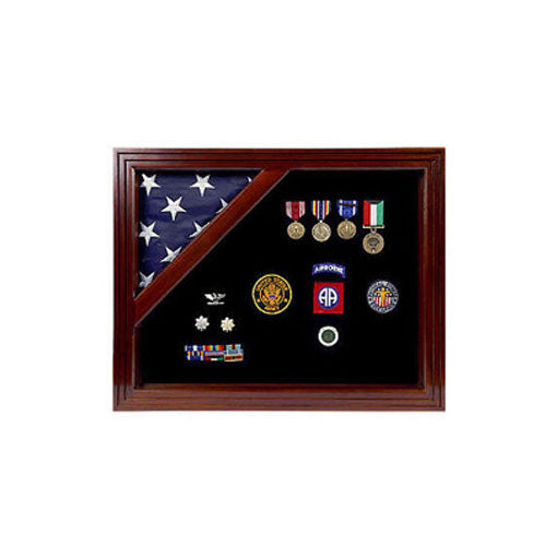 American Corner flag and medal display case, Fit 5 x 9.5 Casket Flag.