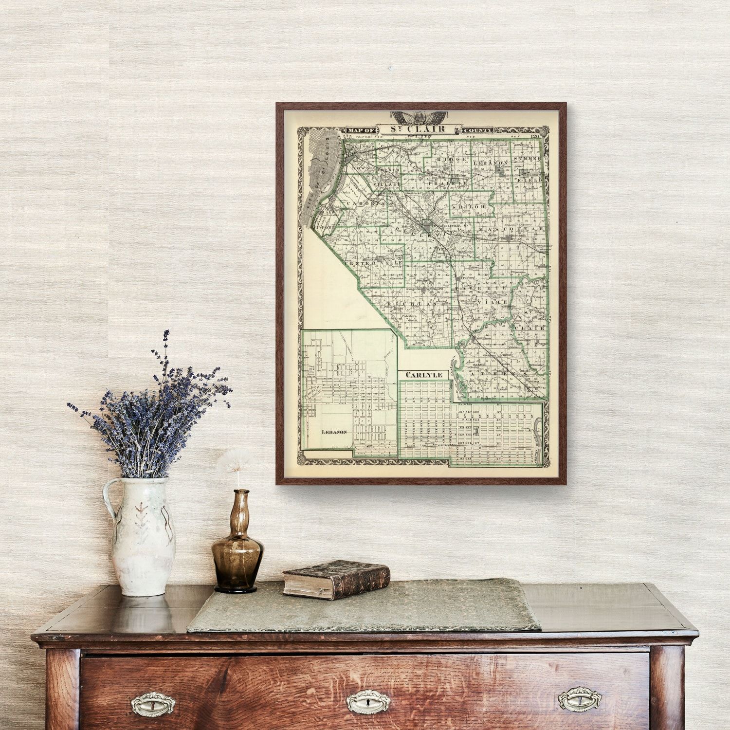 Vintage Map of St. Clair County, Illinois 1876