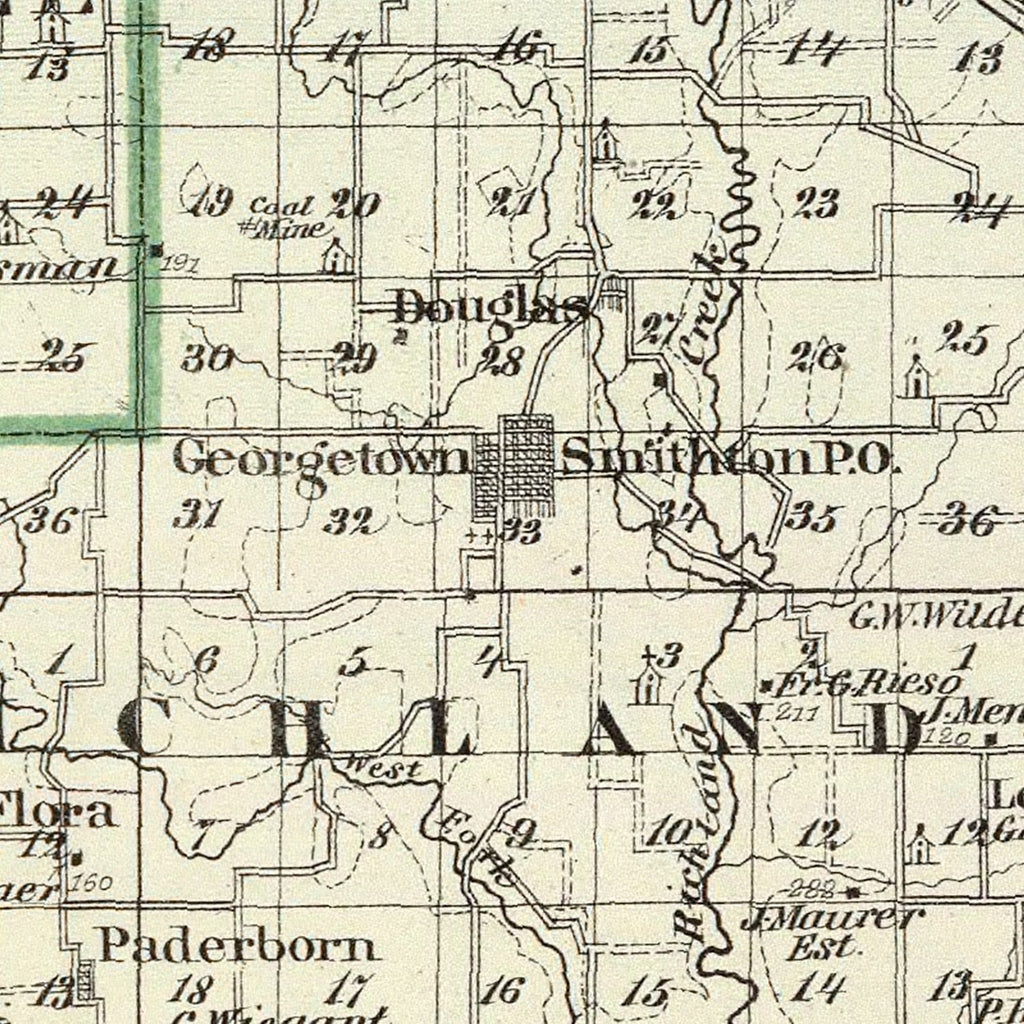 Vintage Map of St. Clair County, Illinois 1876