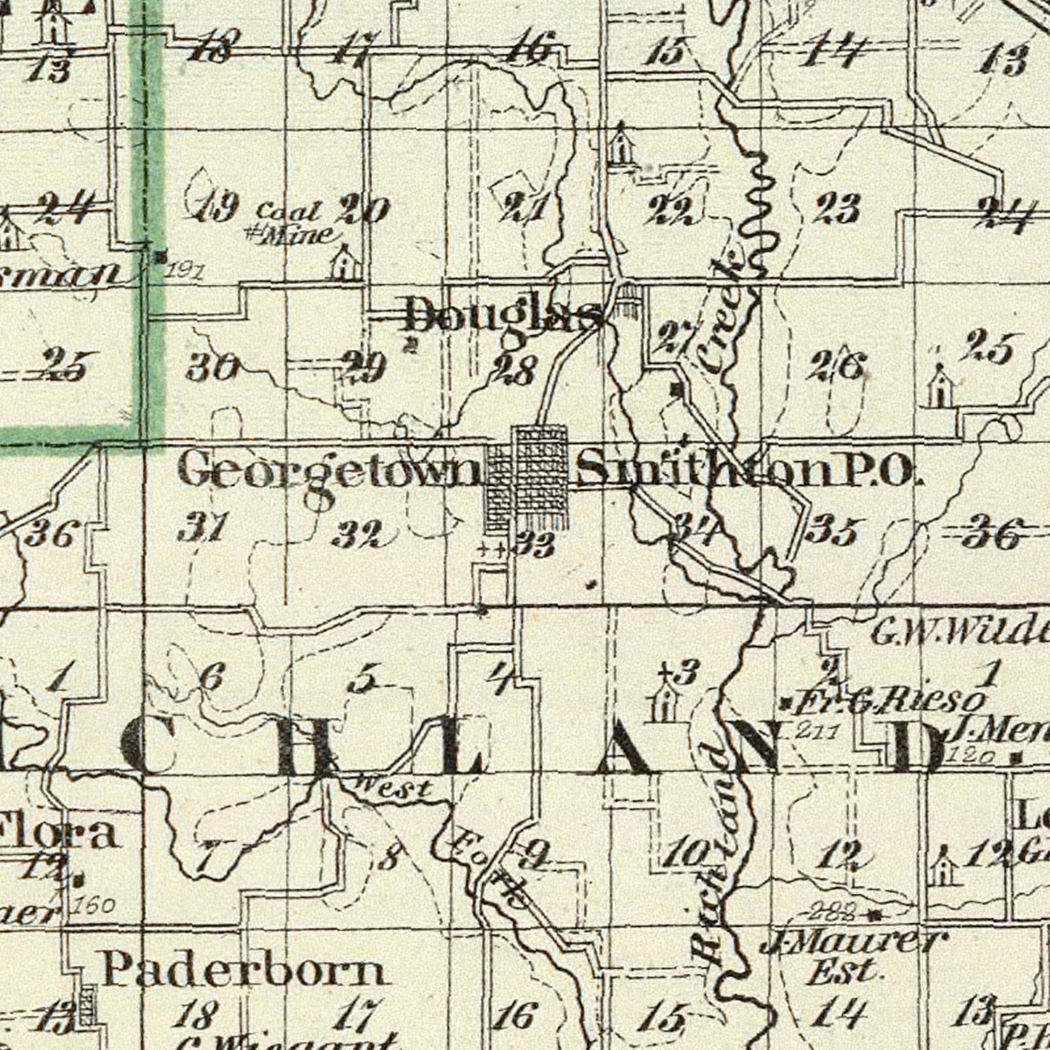 Vintage Map of St. Clair County, Illinois 1876