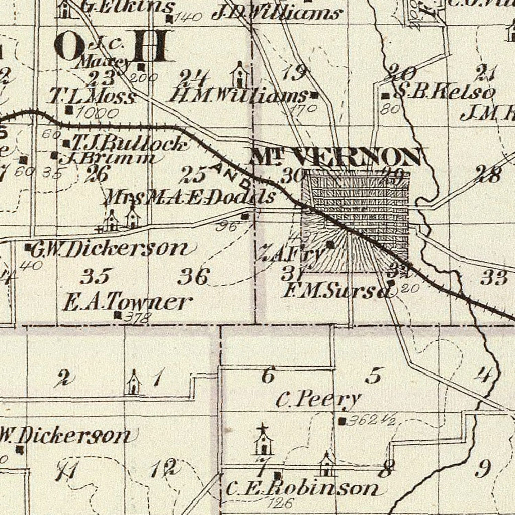 Vintage Map of Jefferson County, Illinois 1876