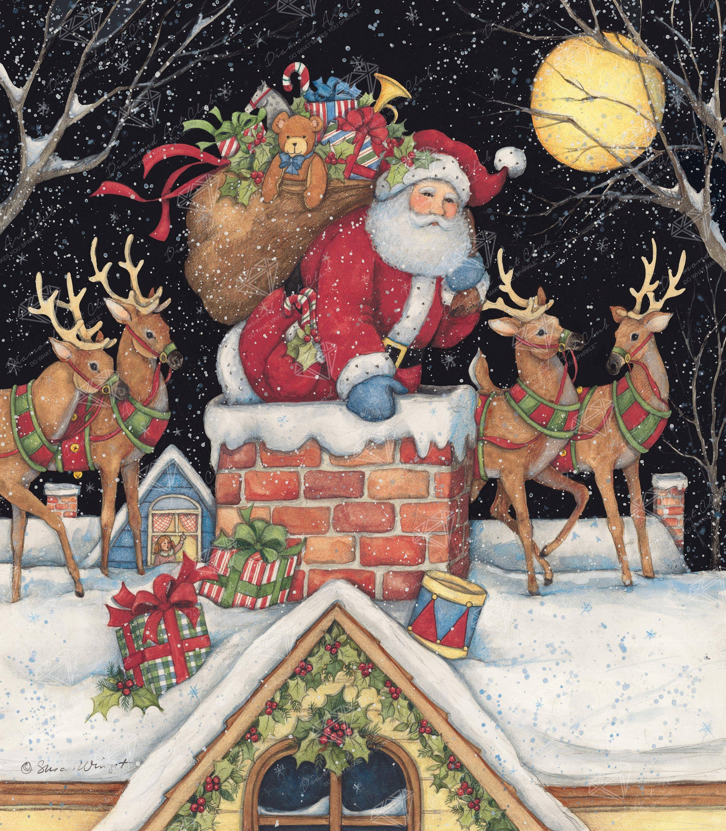 Diamond Art Club – Santa in the Chimney Christmas Diamond Painting (Square Drill, 22" x 25")