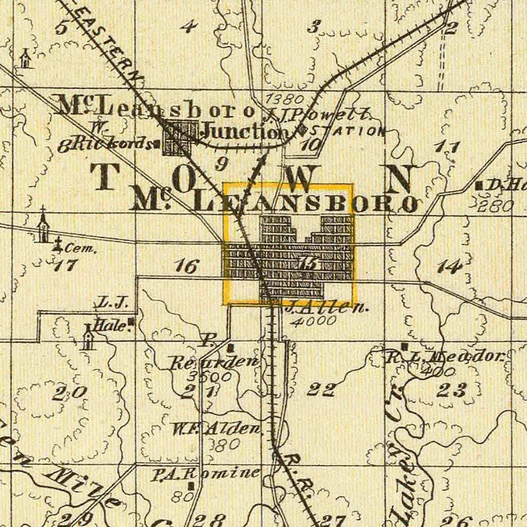 Vintage Map of Hamilton County, Illinois 1876