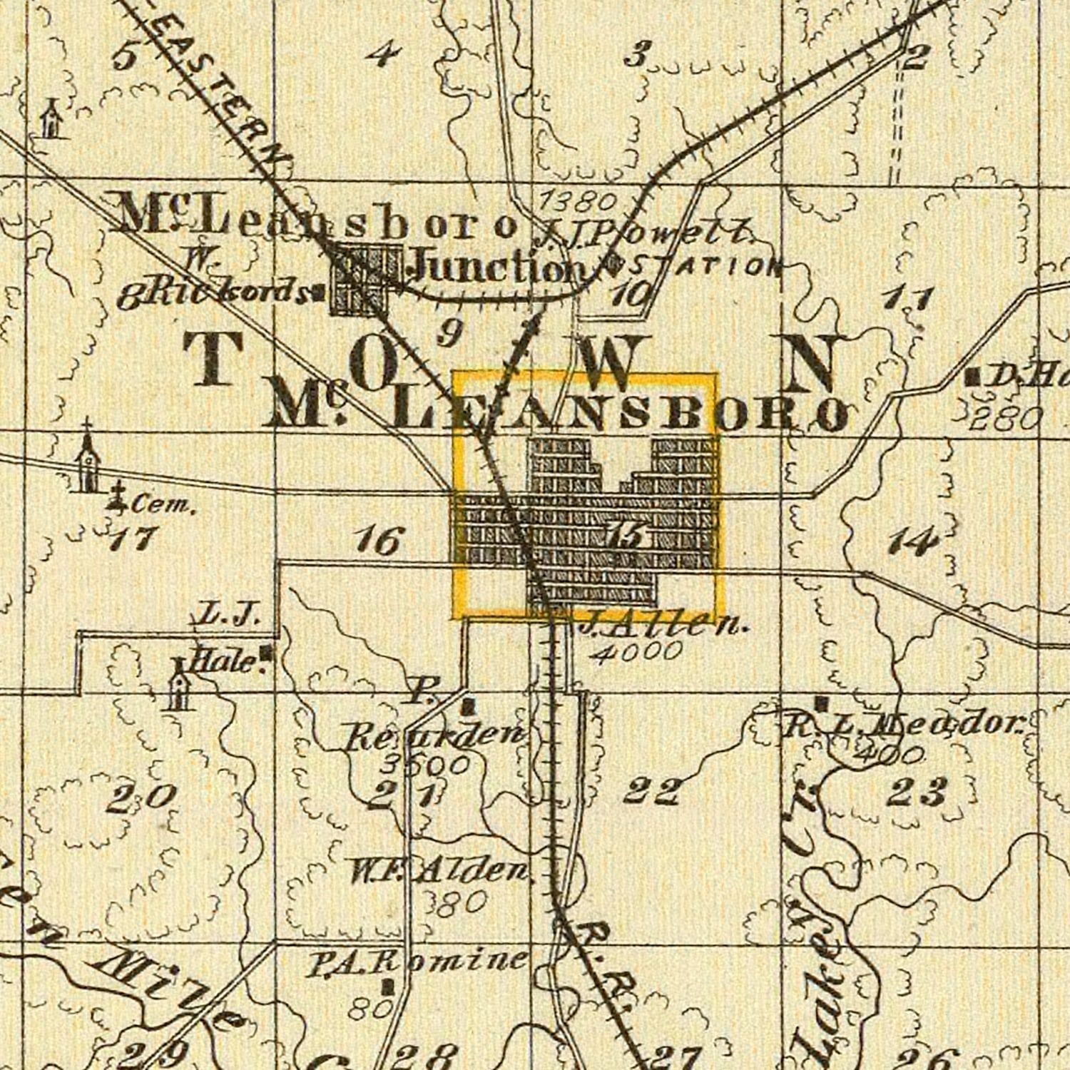 Vintage Map of Hamilton County, Illinois 1876