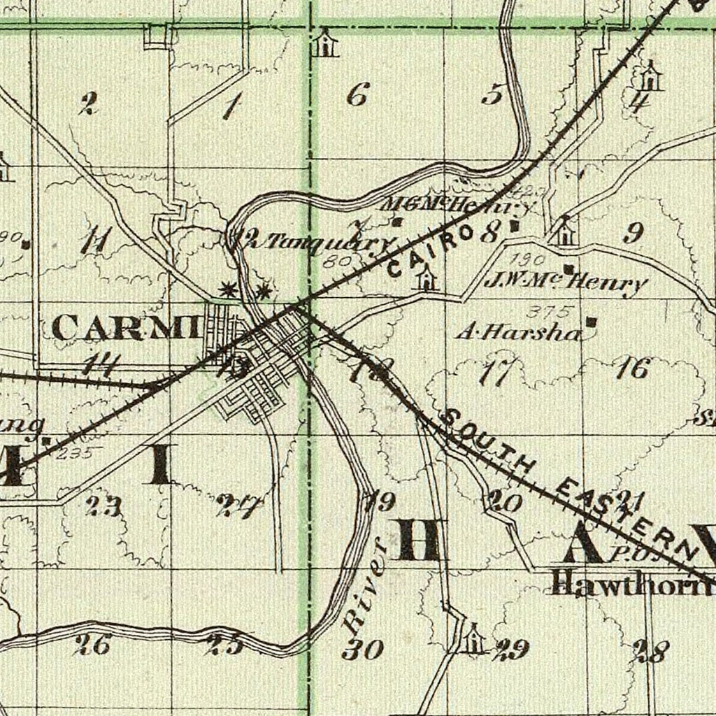 Vintage Map of White County, Illinois 1876