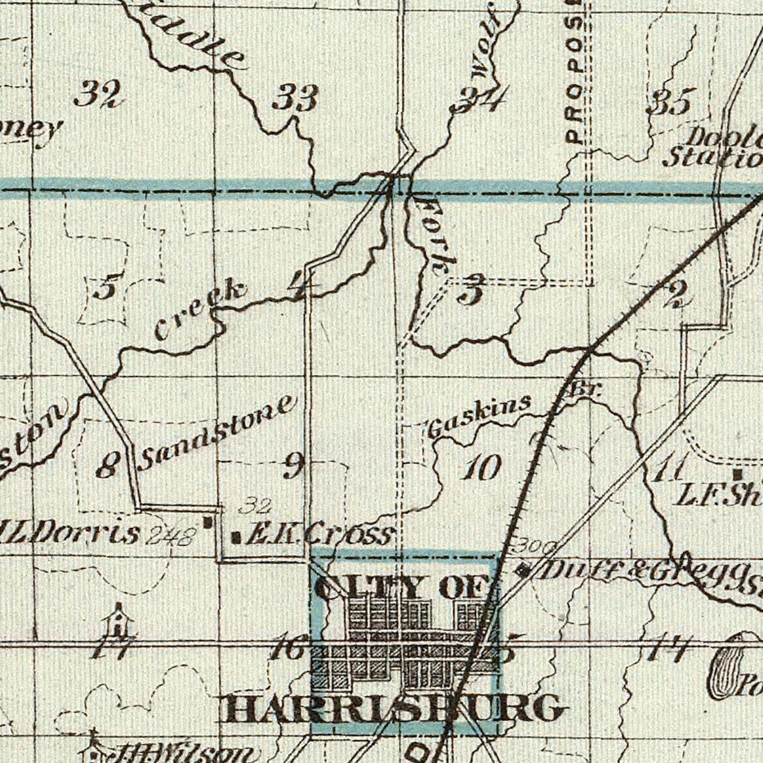 Vintage Map of Saline County, Illinois 1876